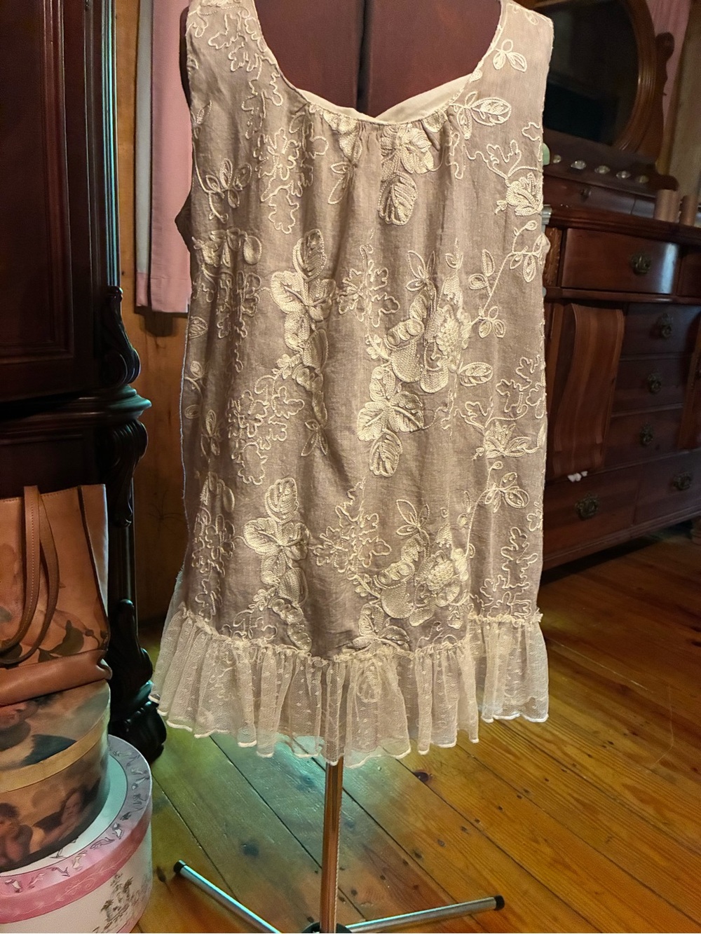 Krazy Kat Cream Embroidered Lace Top